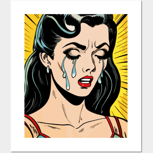 pop art crying girl Posters and Art